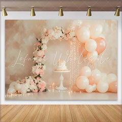 Lofaris Pastel Pink Balloon Floral Arch Wedding Backdrop Sweet Cake Fairy Lights Bridal Shower Background