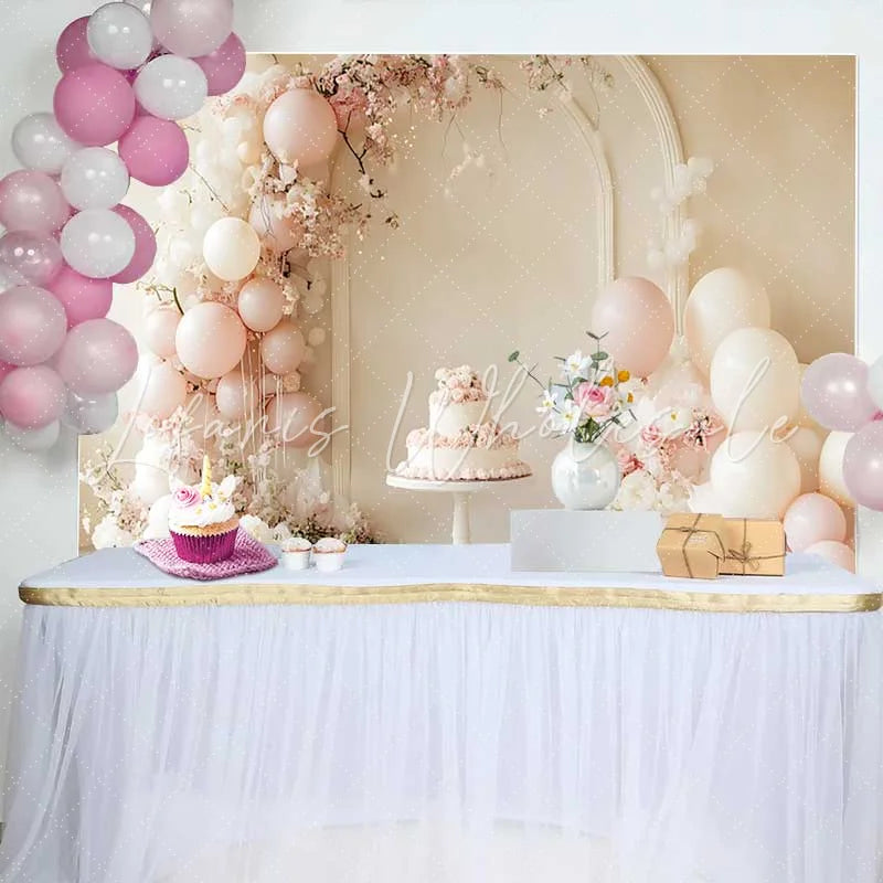 Lofaris Pastel Pink Balloon Floral Arch Wedding Backdrop Sweet Cake Photography Background