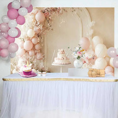Lofaris Pastel Pink Balloon Floral Arch Wedding Backdrop Sweet Cake Photography Background