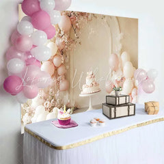 Lofaris Pastel Pink Balloon Floral Arch Wedding Backdrop Sweet Cake Photography Background