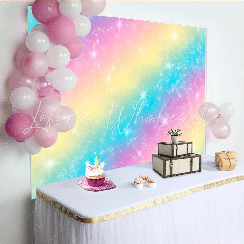 Lofaris Pastel Rainbow Star Backdrop Magic Galaxy Birthday Cake Smash Background