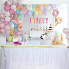 Lofaris Pastel Sweet Shop Birthday Backdrop with Balloons Donuts and Ice Cream Dessert Cart Photography Background for Party Decor