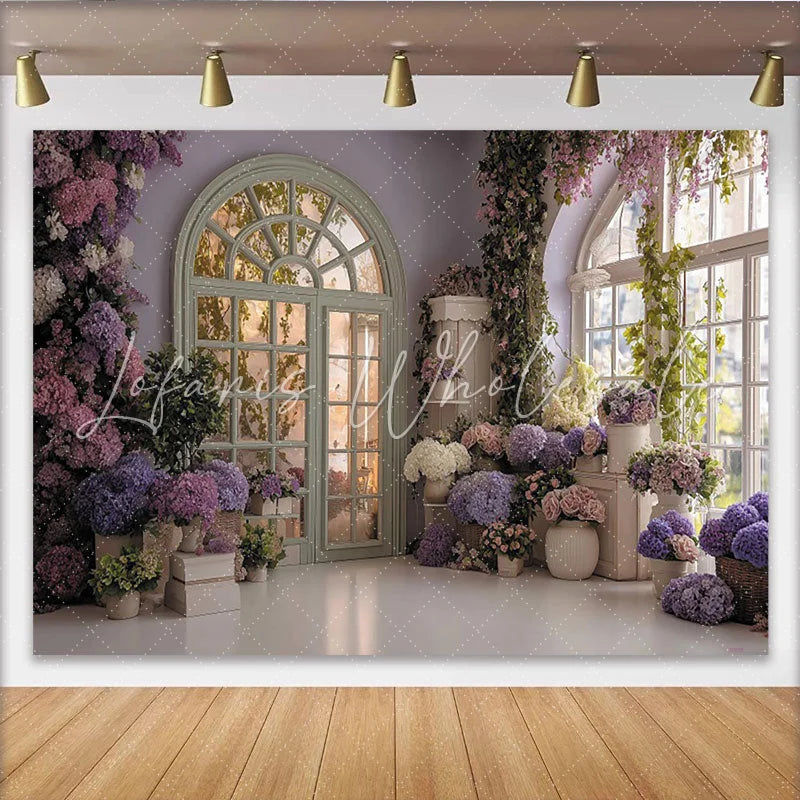 Lofaris Pastellfarbener Blumen-Bogenfenster-Fotohintergrund für Frühlingspartys und Hochzeiten elegante Fotokulisse