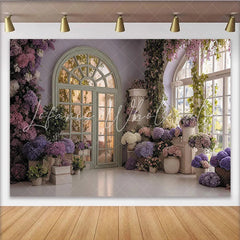Lofaris Pastellfarbener Blumen-Bogenfenster-Fotohintergrund für Frühlingspartys und Hochzeiten elegante Fotokulisse