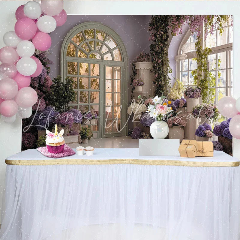 Lofaris Pastellfarbener Blumen-Bogenfenster-Fotohintergrund für Frühlingspartys und Hochzeiten elegante Fotokulisse