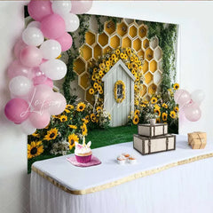 Lofaris Photography Backdrop Sunflower Garden Bee House Honeycomb Cake Smash Prop