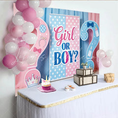 Lofaris Pink and Blue Gender Reveal Baby Shower Backdrop Polka Dot Party Background for Baby Announcement Decor