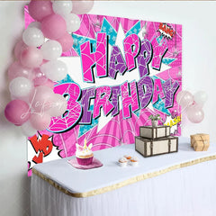 Lofaris Pink and Purple Comic Book Birthday Backdrop with Spider Webs Pop Art Style Party Background for Girls Photoshoot