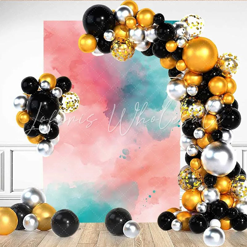 Lofaris Pink and Teal Watercolor Splatter Backdrop Fine Art Abstract Texture for Creative Studio