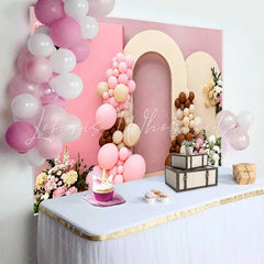 Lofaris Pink Balloon Arch and Floral Arrangements Wedding Backdrop Elegant Bridal Shower Photography Background