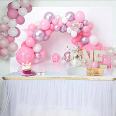 Lofaris Pink Balloon Arch First Birthday Cake Smash Backdrop ONE Sign Girl Party Background for Photo Studio