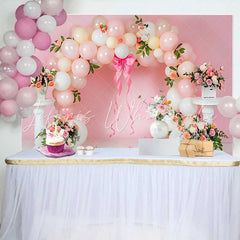 Lofaris Pink Balloon Arch Floral Wedding Backdrop Big Bow Ribbon Bridal Shower Party Background