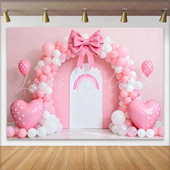 Lofaris Pink Balloon Bow Rainbow Arch Wedding Backdrop Heart Balloon Party Photography Background