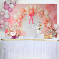 Lofaris Pink Balloon Bow Ribbon Floral Wedding Backdrop Artistic Abstract Party Photography Background