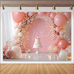 Lofaris Pink Balloon Floral Arch Wedding Backdrop Romantic White Cake Fairy Lights Party Photography Background