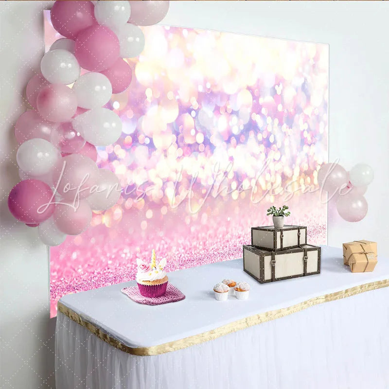 Lofaris Pink Bokeh Sparkle Backdrop Lavender Glitter Light Circles Photography Background