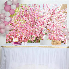 Lofaris Pink Cherry Blossom Photography Backdrop with Spring Flowers Beautiful Nature Studio Background for Portrait Photoshoot