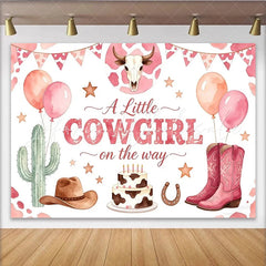 Lofaris Pink Cowgirl Baby Shower Backdrop Western Theme Decor with Boots and Cactus for Girl Party Background