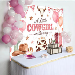 Lofaris Pink Cowgirl Baby Shower Backdrop with Boots Hat and Cactus Cute Western Theme Background for Girl Party Decor