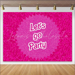 Lofaris Pink Glitter Party Birthday Backdrop with Lets Go Party Text Vibrant Pixelated Background for Celebration Photoshoot