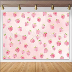 Lofaris Pink Strawberry Watercolor Photography Backdrop Sweet Fruit Pattern Background for Kids Birthday Party or Studio Photoshoot