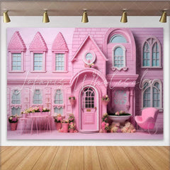 Lofaris Pink Townhouse Cake Smash Backdrop Elegant Flower Box Photography Background