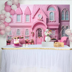 Lofaris Pink Townhouse Cake Smash Backdrop Elegant Flower Box Photography Background