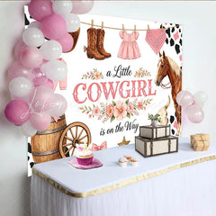 Lofaris Pink Western Cowgirl Baby Shower Backdrop with Horse and Boots Floral Baby Girl Party Background for Photoshoot Decorations