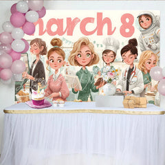 Lofaris Professional Women Career Happy Womens Day Backdrop March 8th Celebration Background