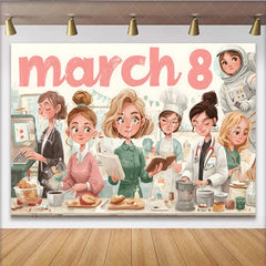Lofaris Professional Women Career Happy Womens Day Backdrop March 8th Celebration Background