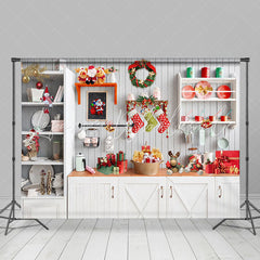 Lofaris Pure White Festive Kitchen Christmas Vibe Backdrop