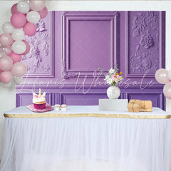 Lofaris Purple Elegant Floral Photography Backdrop with Ornate Frame Classic Wall Molding Background for Studio Portrait