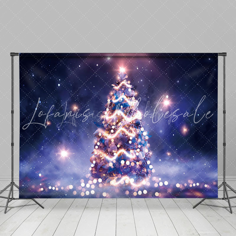 Lofaris Purple Fantasy Light Bokeh Night Xmas Tree Backdrop