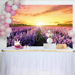 Lofaris Purple Flower Field Photography Backdrop with Sunset Glow Beautiful Nature Scenery Background for Studio Portrait