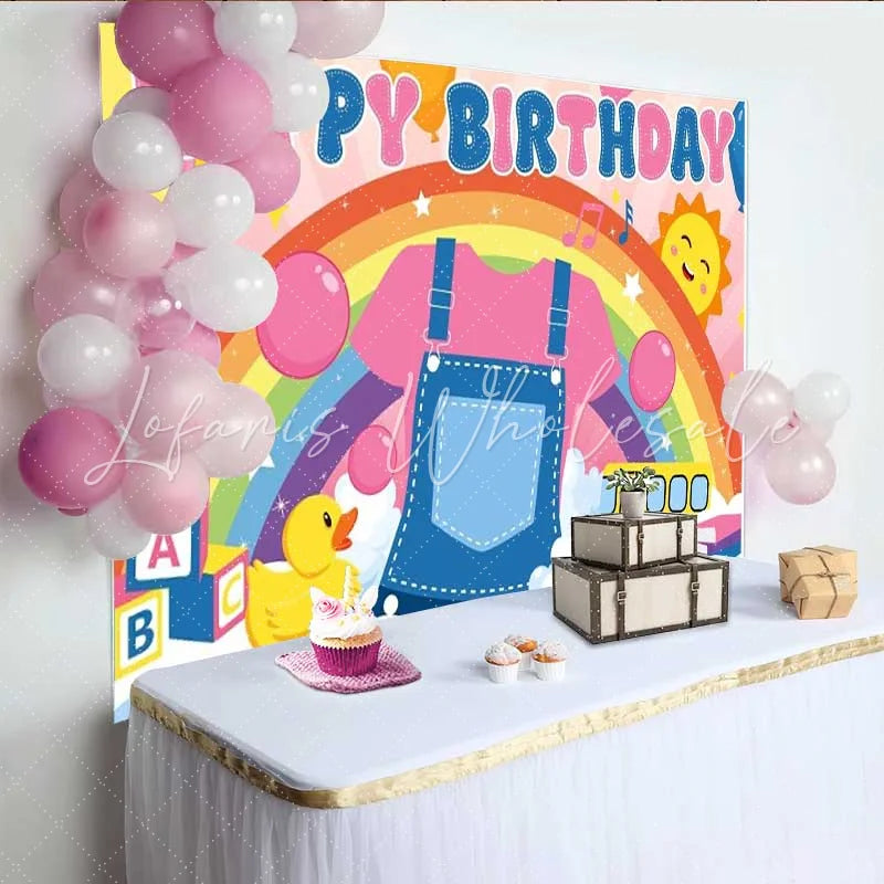 Lofaris Rainbow and School Bus Toddler Birthday Backdrop First Day of School Party Decoration Background