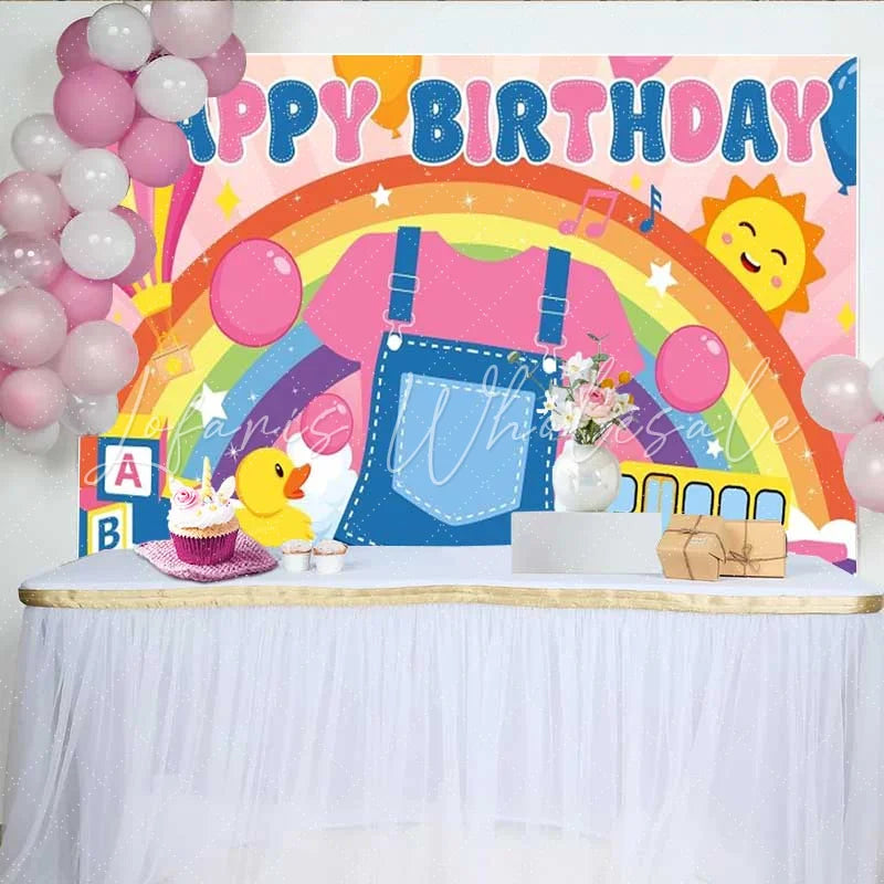 Lofaris Rainbow and School Bus Toddler Birthday Backdrop First Day of School Party Decoration Background