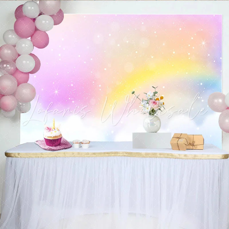 Lofaris Rainbow Cloud Star Backdrop Pastel Sky Birthday Photography Background