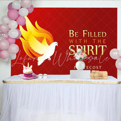 Lofaris Red and Gold Pentecost Sunday Party Backdrop Holy Spirit Dove and Flames Design for Church Events