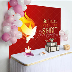Lofaris Red and Gold Pentecost Sunday Party Backdrop Holy Spirit Dove and Flames Design for Church Events
