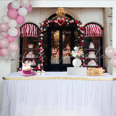 Lofaris Red and Pink Rose Floral Arch with Heart Bakery Party Backdrop Romantic Valentine’s Day Celebration Decor