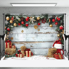Lofaris Red Ball Decoration Christmas Photography Backdrop