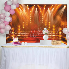 Lofaris Red Carpet Stage Photography Backdrop with Grand Staircase and Spotlights Luxurious Event Background for Awards Ceremony