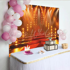 Lofaris Red Carpet Stage Photography Backdrop with Grand Staircase and Spotlights Luxurious Event Background for Awards Ceremony