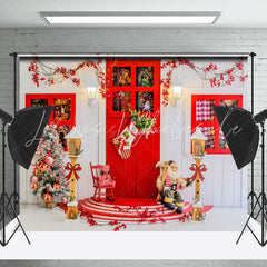 Lofaris Red Door White House Socks Doll Christmas Backdrop