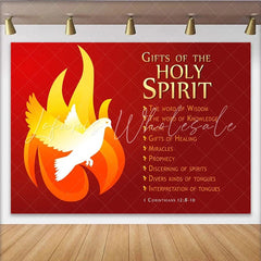 Lofaris Red Holy Spirit Dove and Flame Party Backdrop Christian Religious Celebration Decor