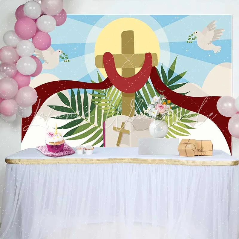 Lofaris Religious Cross Bible Dove Thank You Backdrop Sunday School Church Event Decorations Photography Background