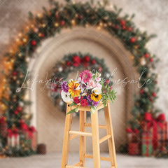 Lofaris Retro Beige Wall Wreath Gifts Christmas Backdrop