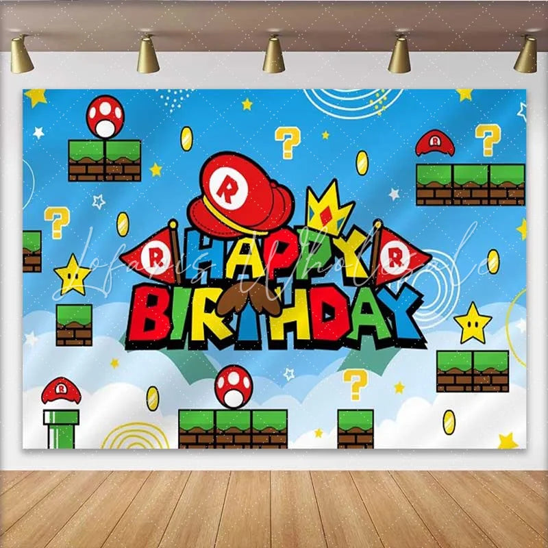 Lofaris Retro Video Game World Birthday Backdrop Cartoon Adventure Level Party Decoration Background