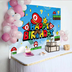 Lofaris Retro Video Game World Birthday Backdrop Cartoon Adventure Level Party Decoration Background