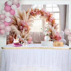 Lofaris Romantic Balloon Arch Backdrop Pink Balloons and Pampa Grass for Wedding Party